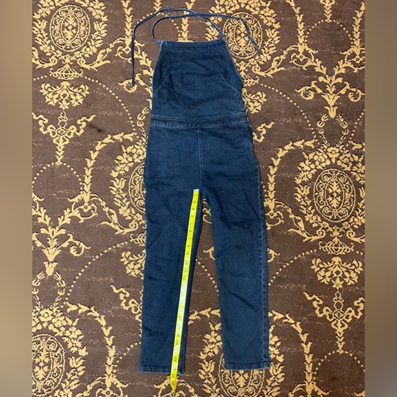 Free People Hearts on Fire Denim Jumpsuit Tijuana Halterall Size 2 Dark Blue - Picture 6 of 10
